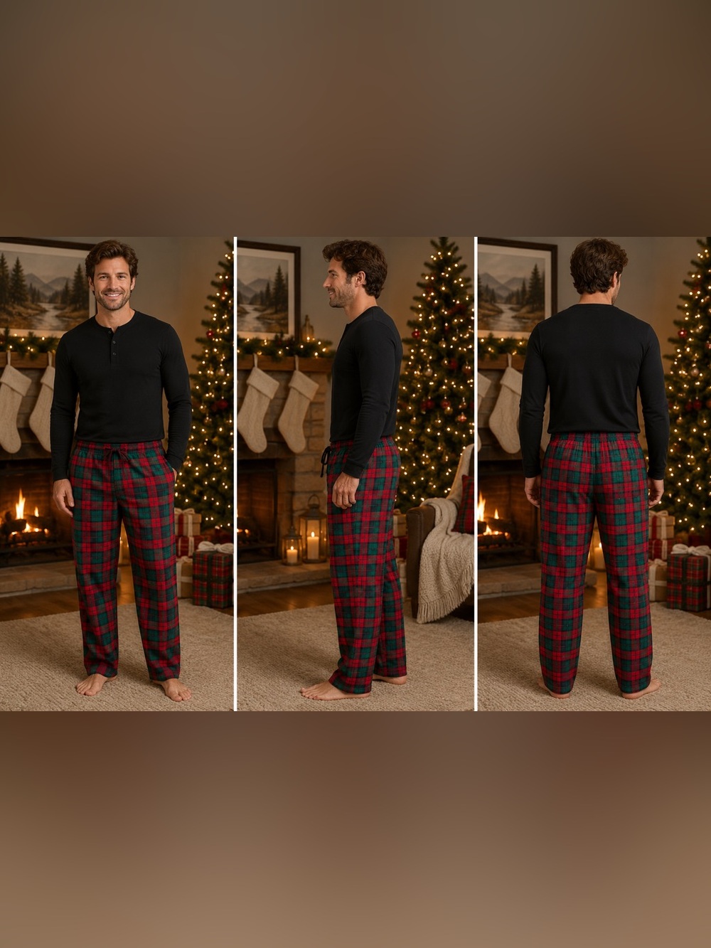 Nautica Sleepwear Plaid Fleece Pajama Lounge Pants Men’s Large Red Green Soft